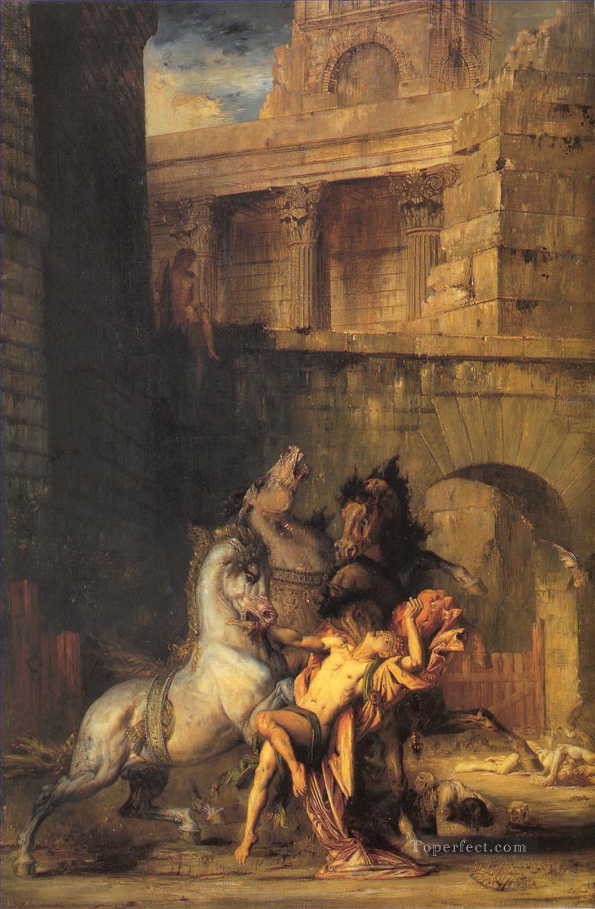Diomedes devorado por sus caballos Simbolismo mitológico bíblico Gustave Moreau Pintura al óleo